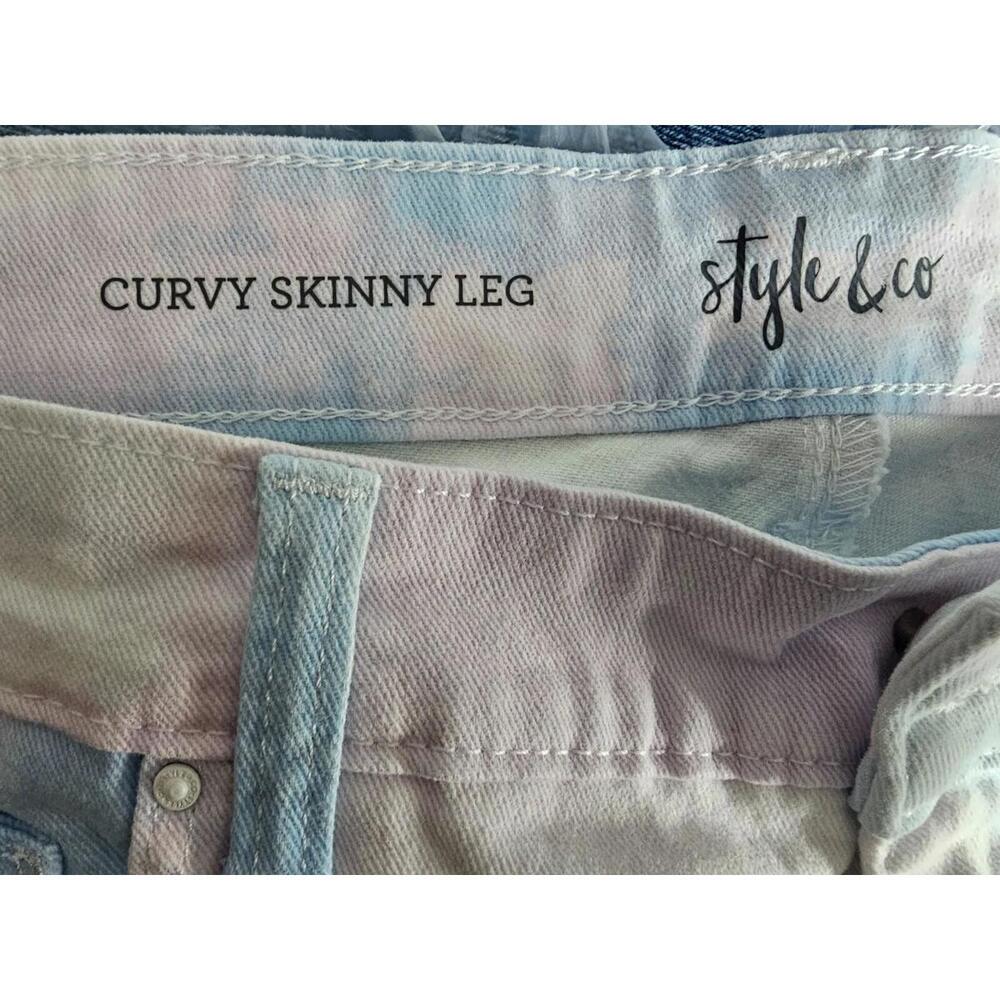 BNWT New Style & Co Curvy Fit Skinny Leg Tie Dye Denim Jeans Pants Size 12 - Picture 2 of 12
